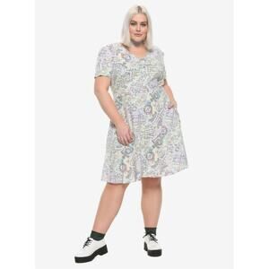 Harry Potter Watercolor Pastel Marauder's Map Babydoll Mini Dress Size 4X